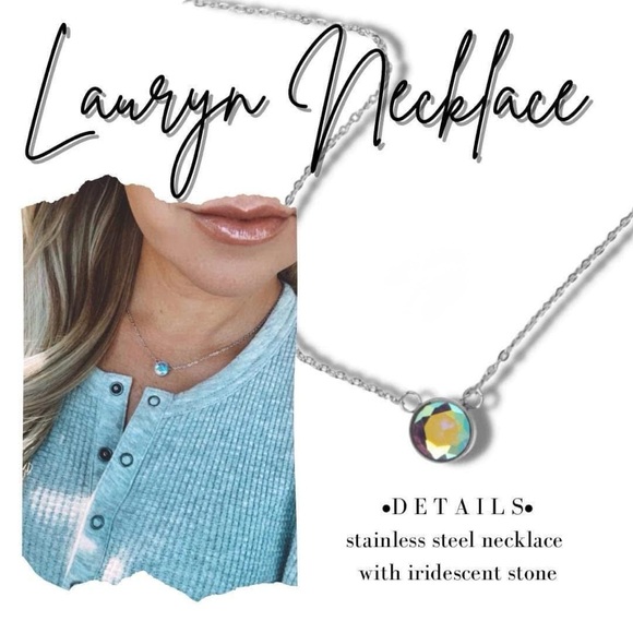 NEW Silver Iridescent Pendant Necklace - Picture 3 of 8